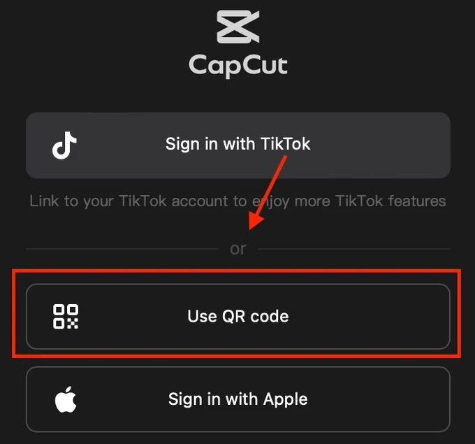 Đăng nhập Capcut Pc bằng QR code
