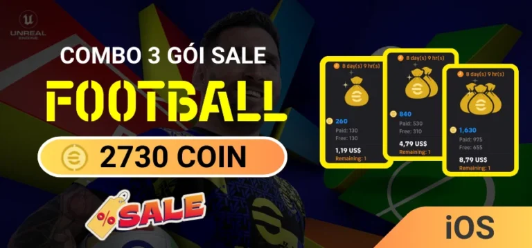 Combo 3 Gói Nạp Sale Coin Game Efootball Mobile - Tổng 2730 Coin iOS