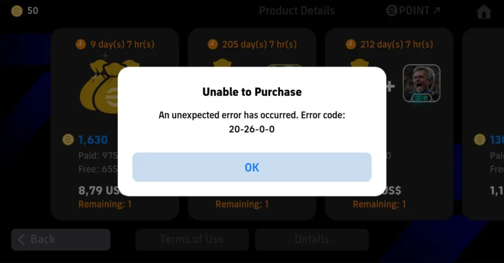 Lỗi không sử dụng được số dư App Store 20-26-0-0