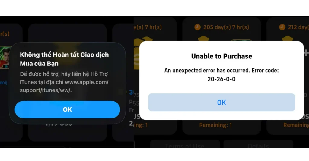 Lỗi không sử dụng được số dư App Store
