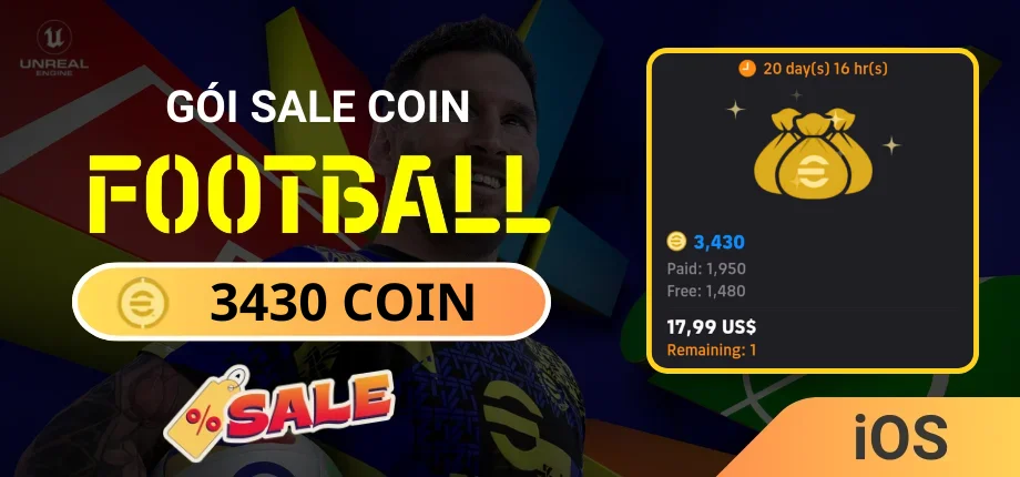 3430 COIN Gói Nạp Game Efootball Mobile (Sale) - 3430 Coin iOS - Ảnh 1